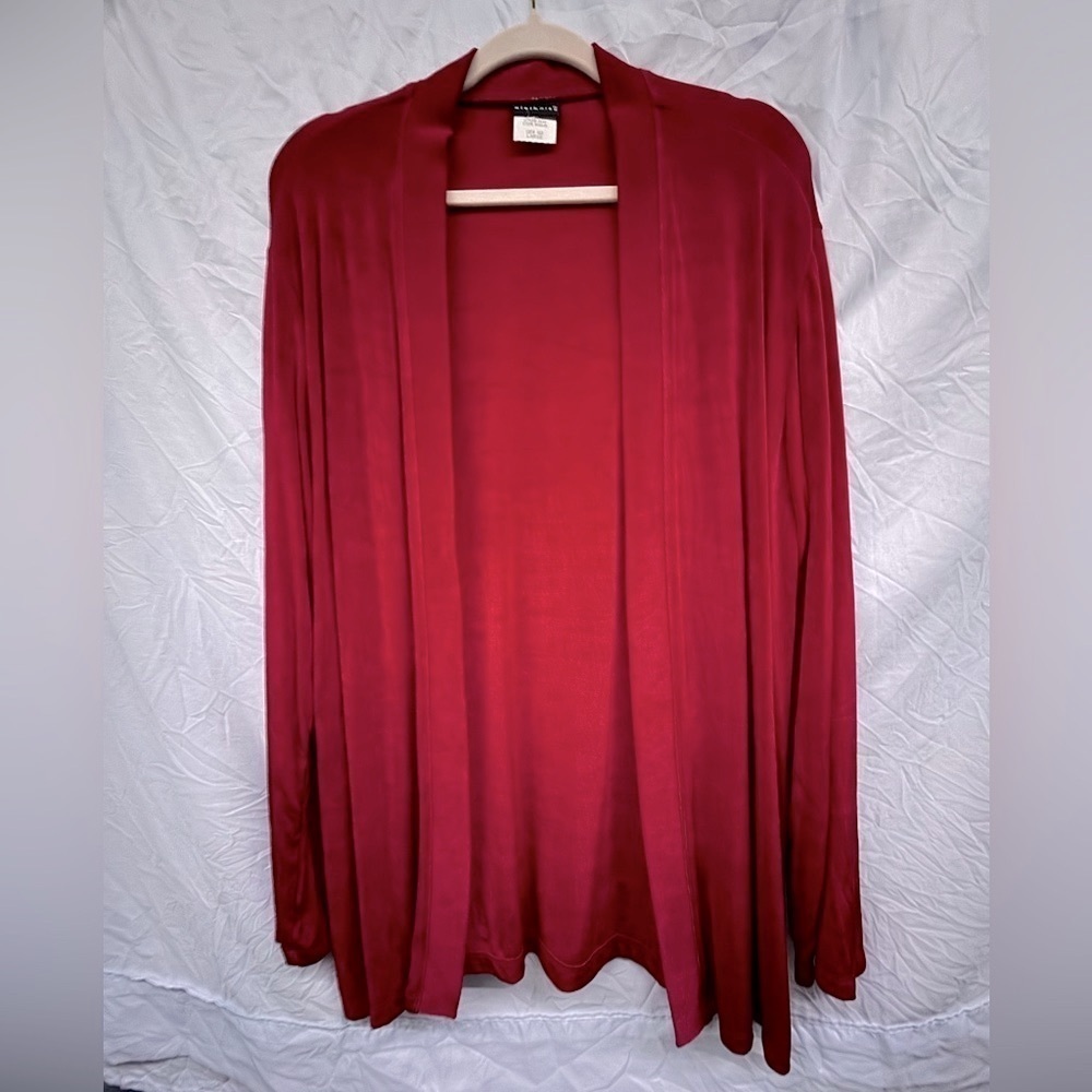 Citi Knit Vintage Red Liquid Knit Women's Cardigan sz L